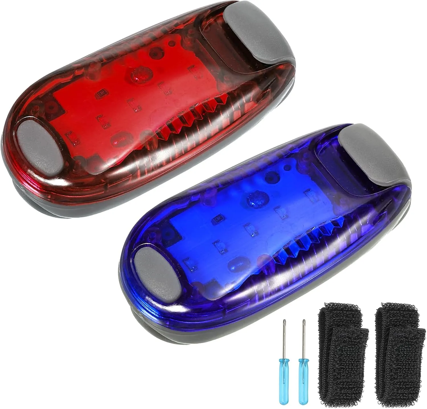PATIKIL LED Safety Lights, Clip-On Running Lights Bicycle Tail Light Reflective Running Gear for Runners Night Walking Bike Boat Dog Collar