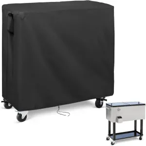 Patio Cooler Cart Cover for 80 Quart Rolling Cooler - Waterproof Ice Chest Outdoor Bar Cover - Black-36x21x32Inchs