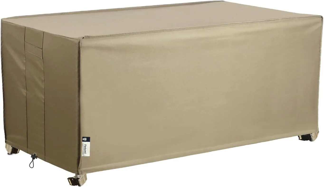 Patio Deck Box Cover, 63x30 Inch Fire Pit Covers with Straps and Handles, Waterproof Heavy Duty Outdoor Furniture Winter Cover for Keter, Suncast, Lifetime Container