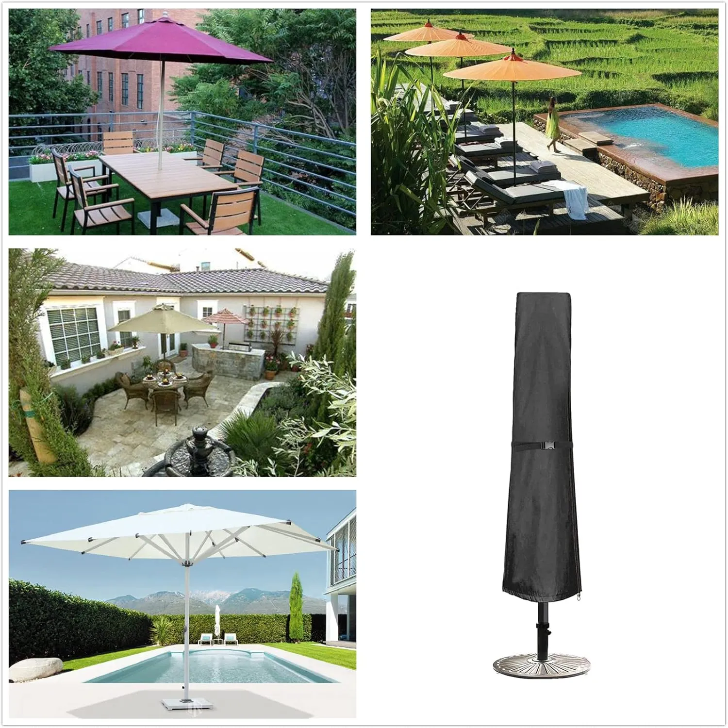 Patio Umbrella Cover, Fit 6-9Ft Outdoor Umbrella Cover, 420D Protective Waterproof And UV-Resistant, Market Umbrella Covers, With Rod And Package bag. Black-S.