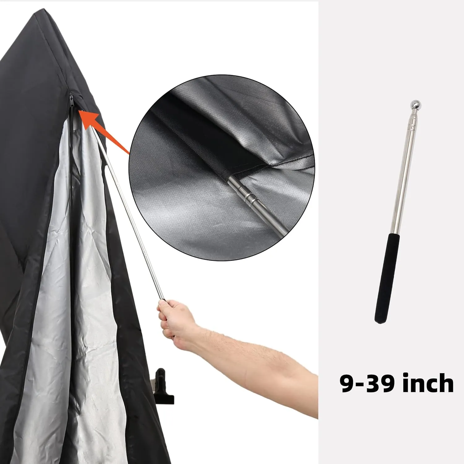 Patio Umbrella Cover, Fit 6-9Ft Outdoor Umbrella Cover, 420D Protective Waterproof And UV-Resistant, Market Umbrella Covers, With Rod And Package bag. Black-S.