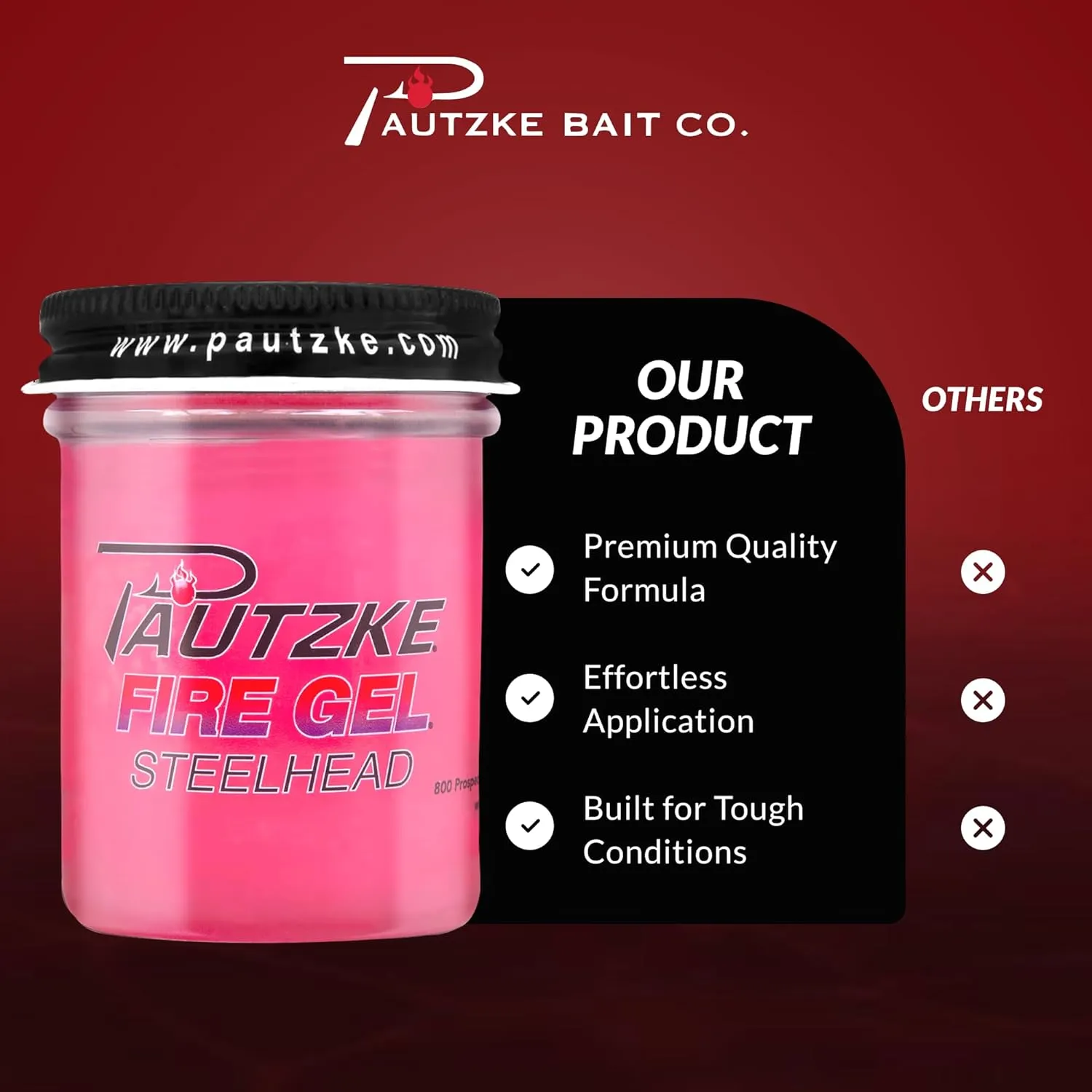 Pautzke Fire Gel Bait Scent Trout Fishing Attractant, Long-Lasting Fish Scent Gel, Freshwater Saltwater Compatible, Strong Scent Trail for Bass Crappie Catfish, Easy Apply Lure Enhancer, 1.75 Ounce