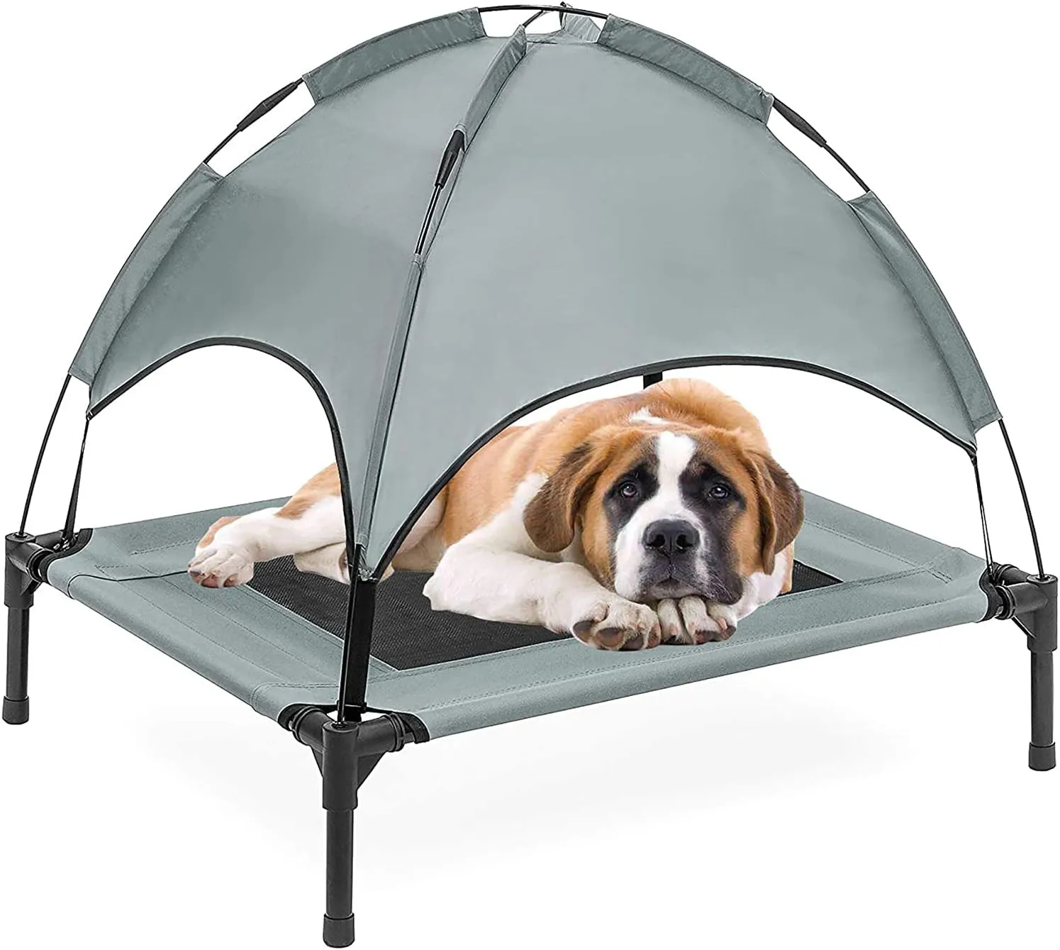 PawfectPals Portable Cooling Waterproof Elevated Heavy Duty Camping Pet Bed and Cot with Detachable Shade for Indoor and Outdoor use (Med)