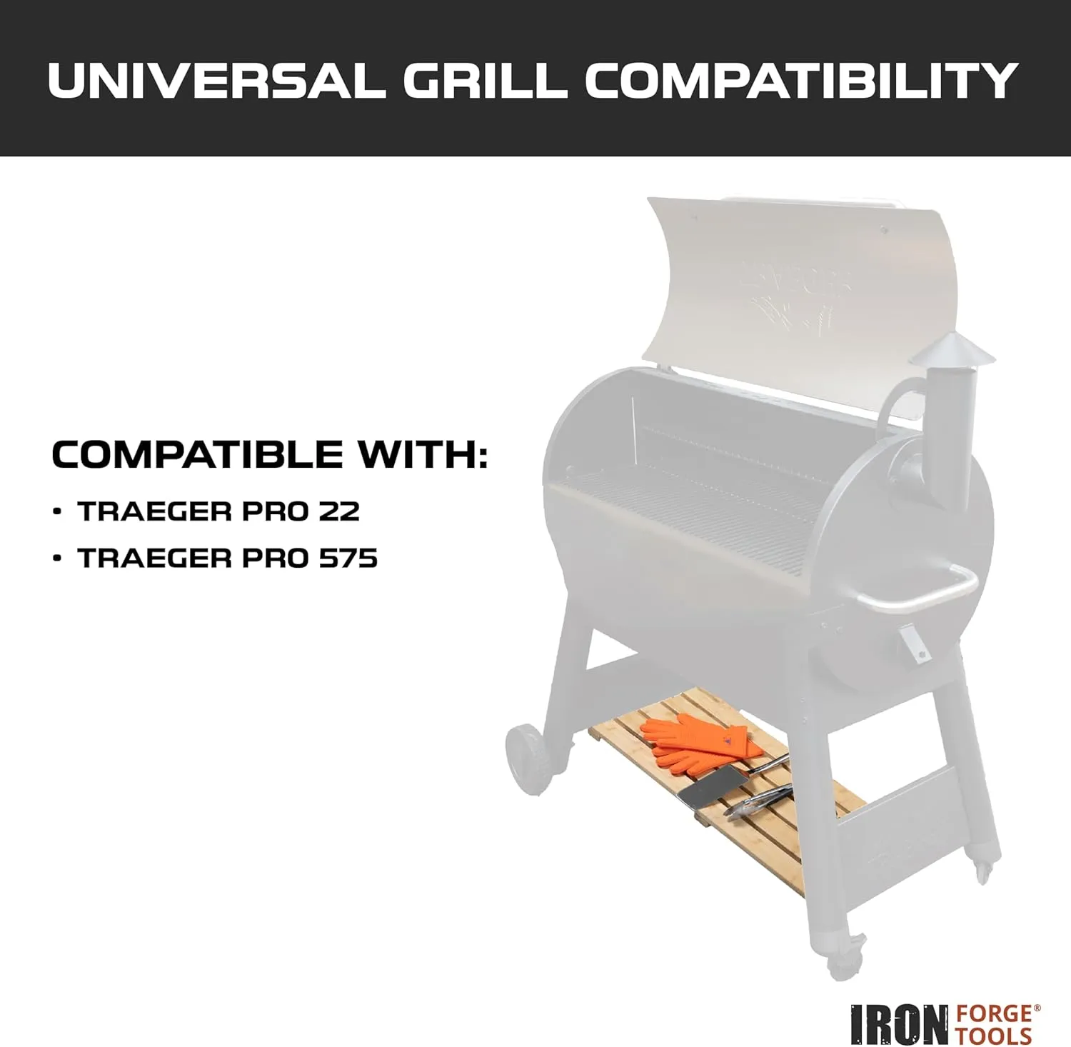 Pellet Grill Storage Shelf - Compatible with Traeger Pro 22 and Traeger Pro 575 Accessories - Real Wood Bamboo Slat Shelf for Smoker Pellet Storage Grill Bin Accessories