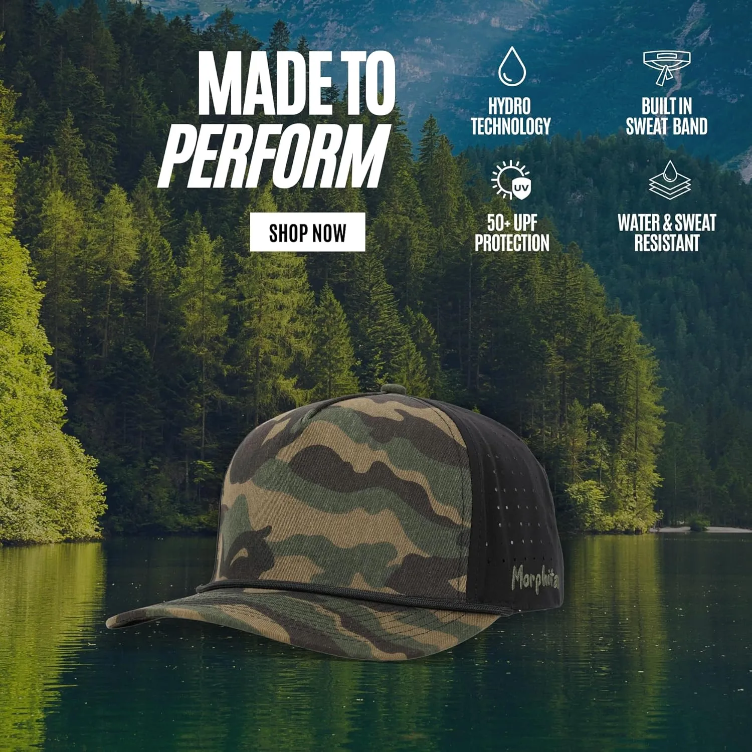 Performance Hydro UPF 50 Baseball Hat | Golf | Pickleball | Running | Hiking | Gym | Trucker | Mesh | One Size Rope Cap