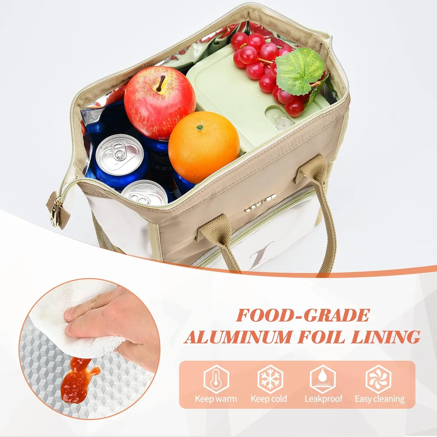 Personalized Lunch Bag for Women, Reusable Insulated Lunch Box Gift for Friend Large Wide-Open Water Resistant Adult Cooler Tote Bag for Work, Travel, Picnic - Printed M