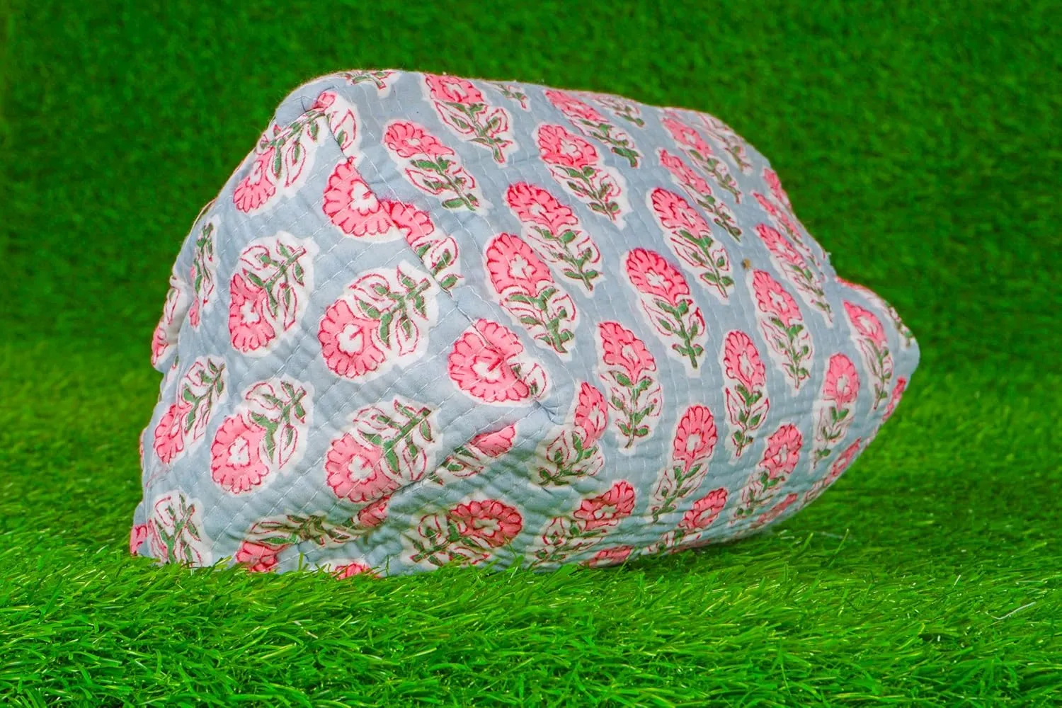 Pieces Indian Handmade Cotton Quilted Handmade Floral Hand Block Print Toiletry Bag,Cosmetic Pouch Bag Makeup Bag For Women (1, Gray), 85485