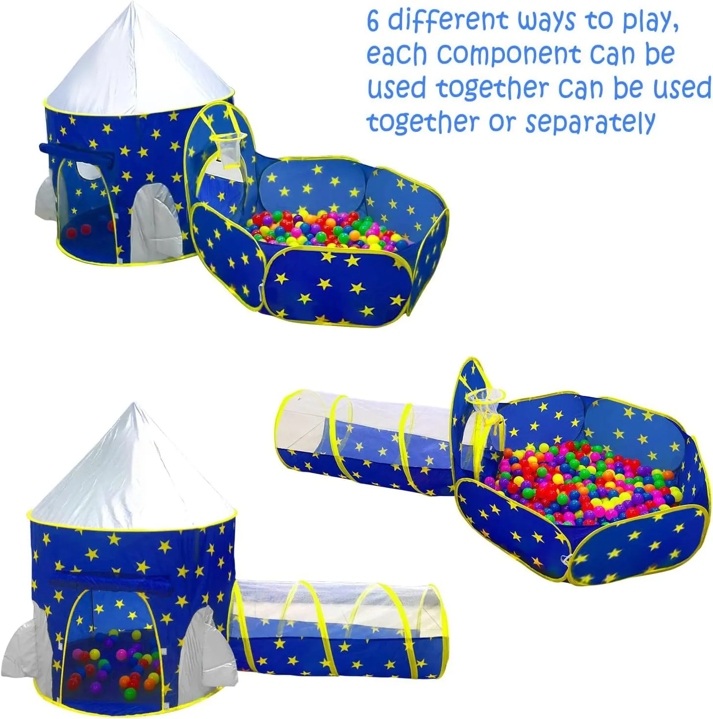 PigPigPen 3pc Kids Play Tent for Boys with Ball Pit, Crawl Tunnel, Princess Tents for Toddlers, Baby Space World Playhouse Toys, Boys Indoor& Outdoor Play House, Perfect Kid’s Gifts
