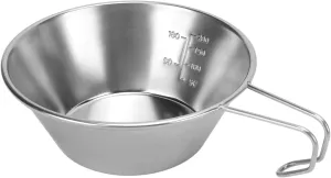 Pilipane Stainless Steel Camping Cup Stackable Portable Stainless Steel Cup with Scale and Handle 310ml for Outdoor Activities