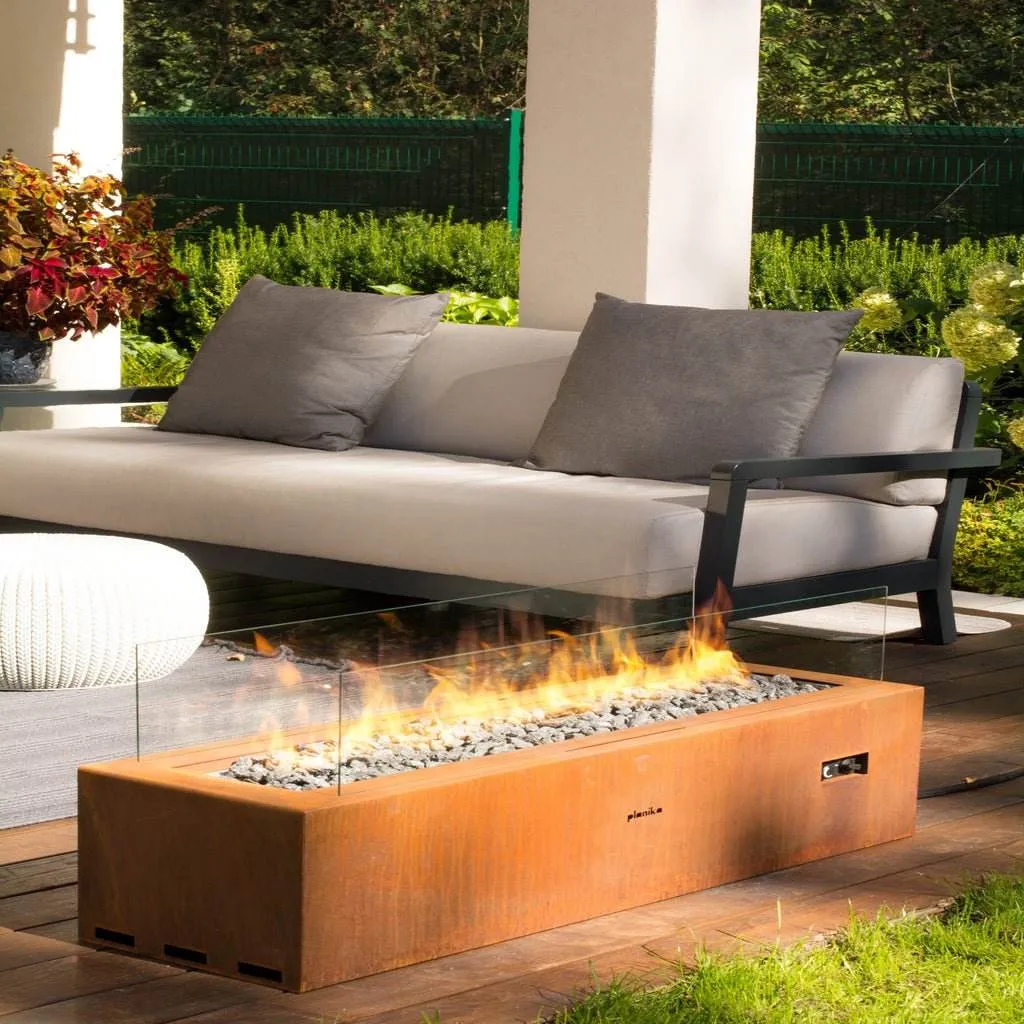 Planika Galio Corten Outdoor Gas Fire Pit Automatic