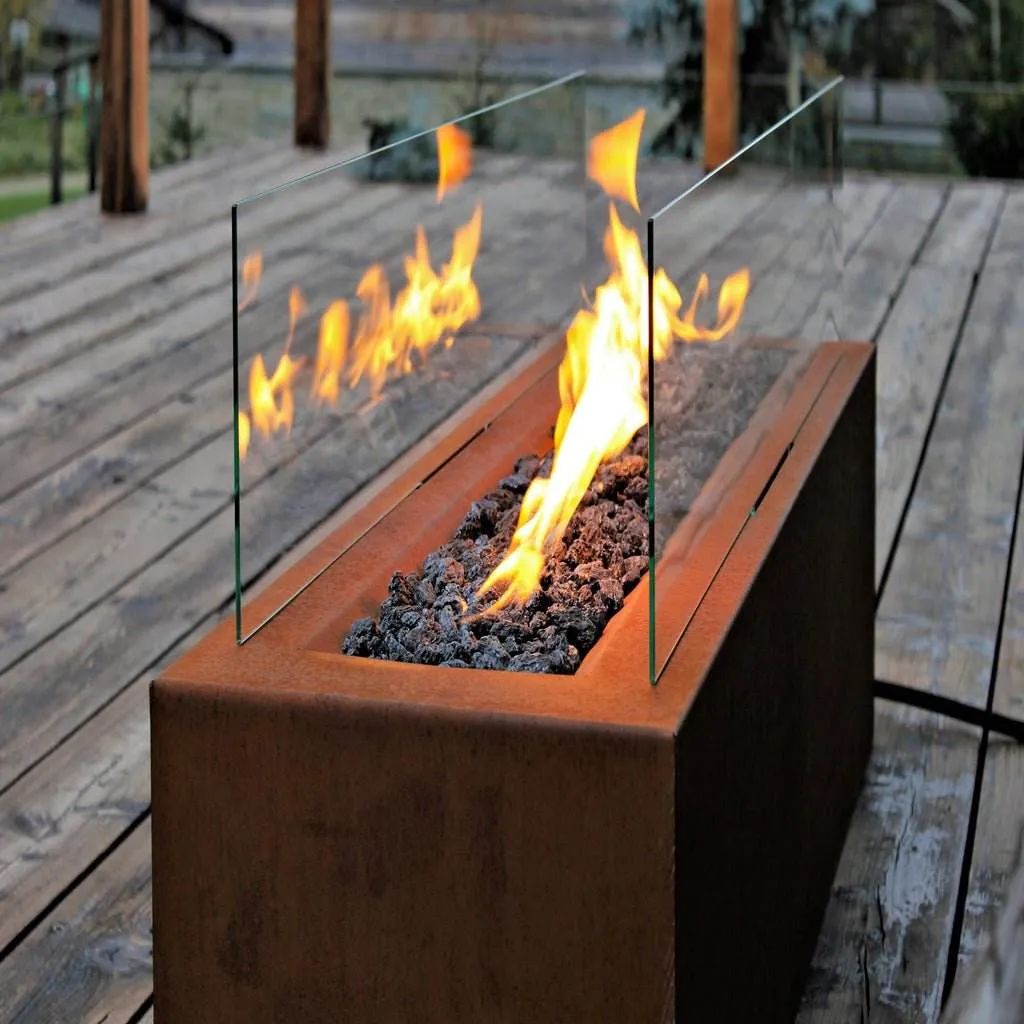 Planika Galio Corten Outdoor Gas Fire Pit Automatic