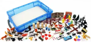 Play Therapy Sand Tray Basic Portable Starter Kit with Tray, Sand, and Miniatures
