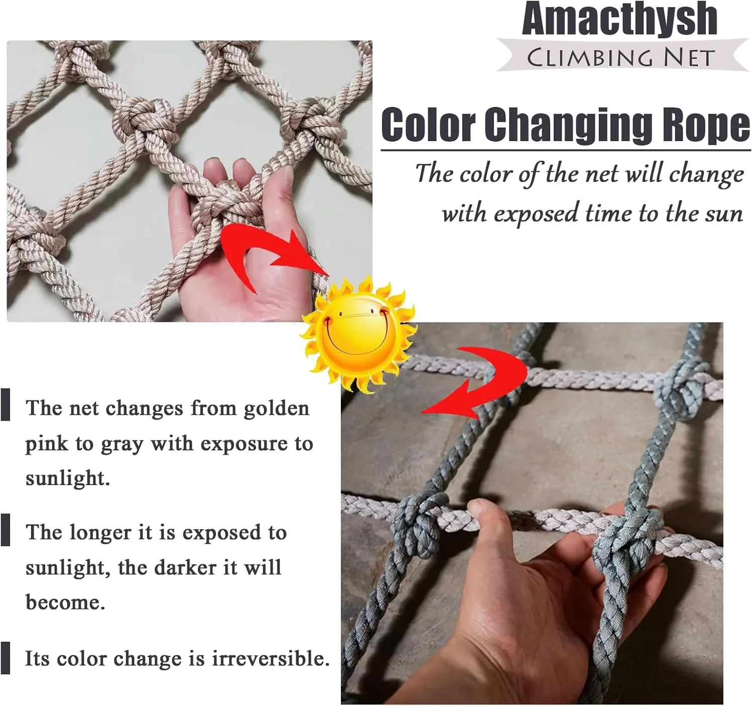 Playground Climbing Cargo Net,Heavy Duty Polyamide Rope Ladder Netting for Training Equipment,Plant Support Net,Climbing Frame Net,7.5 * 7.5m