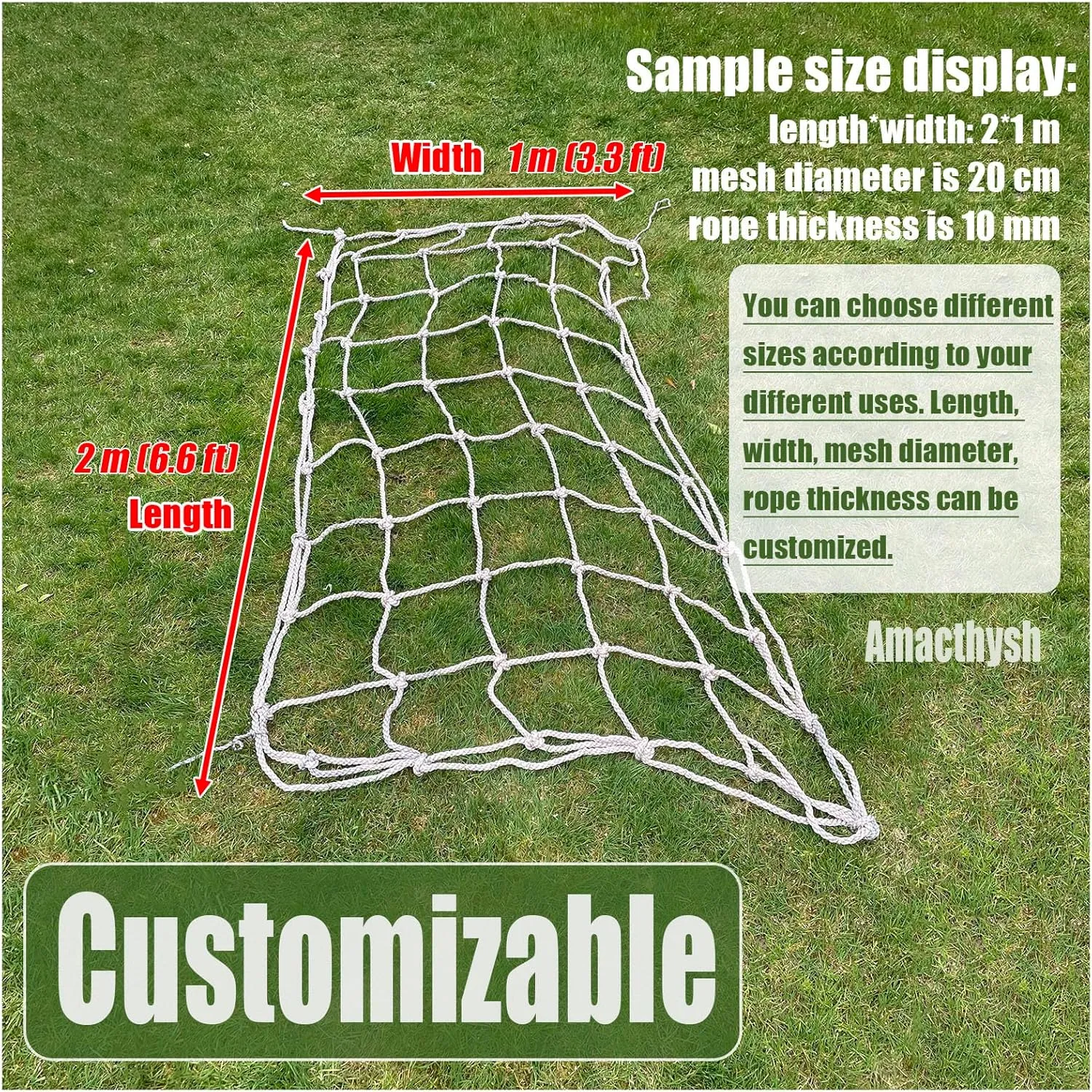 Playground Climbing Cargo Net,Heavy Duty Polyamide Rope Ladder Netting for Training Equipment,Plant Support Net,Climbing Frame Net,7.5 * 7.5m