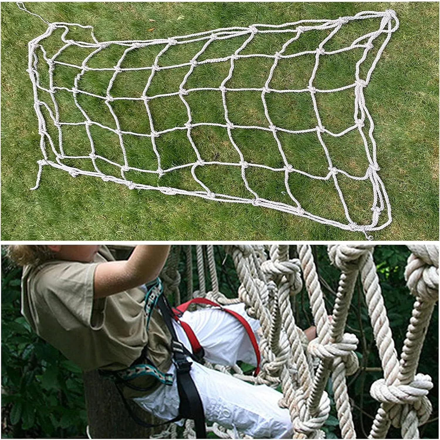 Playground Climbing Cargo Net,Heavy Duty Polyamide Rope Ladder Netting for Training Equipment,Plant Support Net,Climbing Frame Net,7.5 * 7.5m