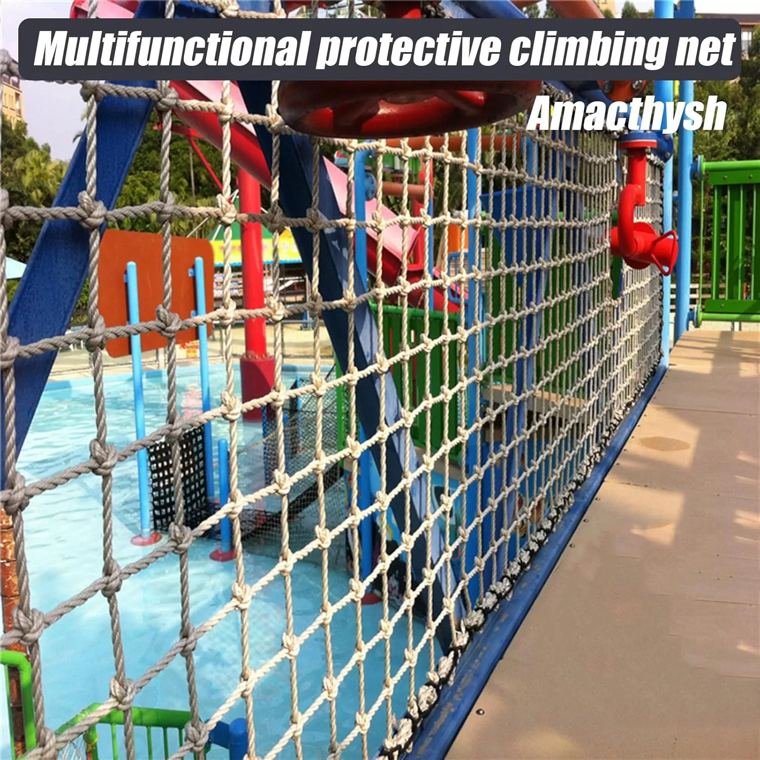 Playground Climbing Cargo Net,Heavy Duty Polyamide Rope Ladder Netting for Training Equipment,Plant Support Net,Climbing Frame Net,7.5 * 7.5m