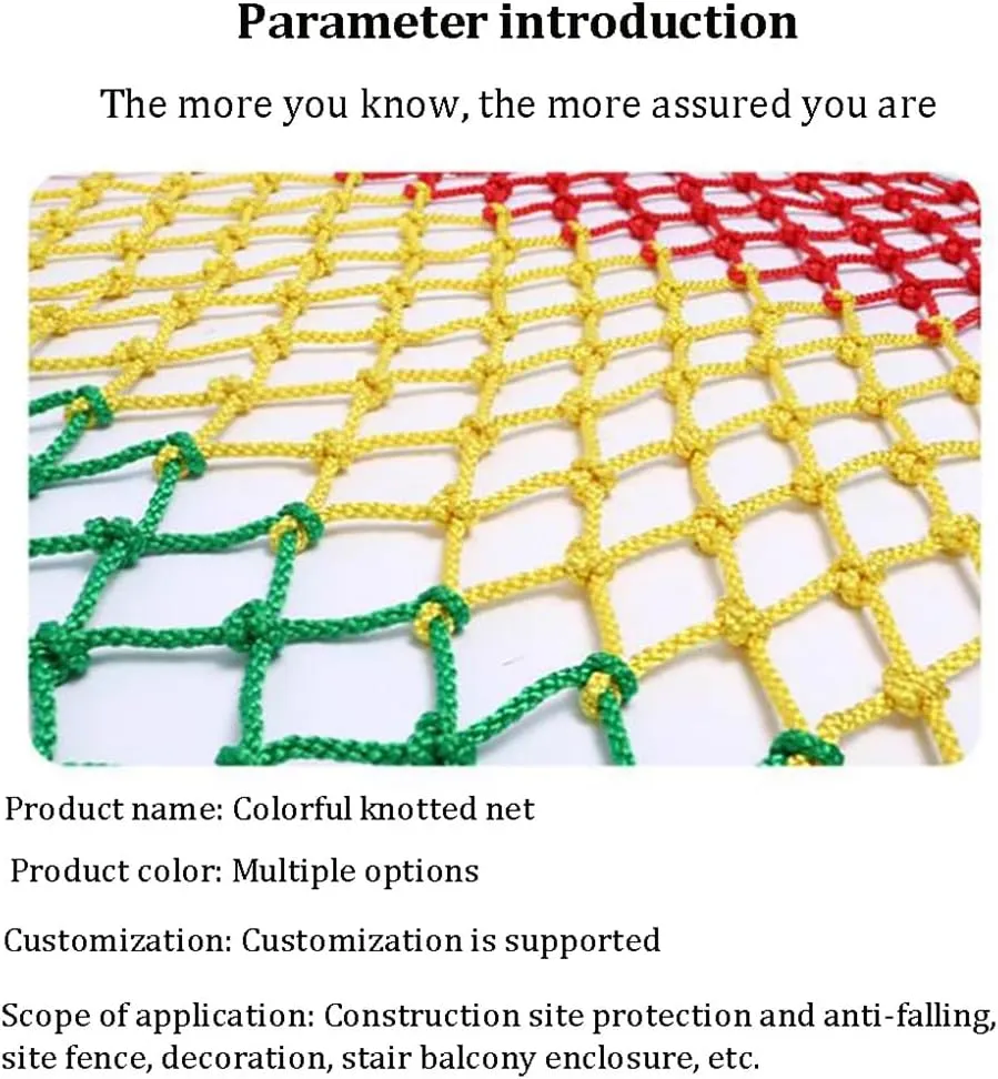 Playground Net Climbing Net, Safety Nets Cargo Rope Heavy Duty Netting Treehouse Protection, Rope Ladder Swing Nylon Rope Balcony Banister Protection Fence Decor Mesh(12mm-10cm,1X10m/3.3X32.81ft)