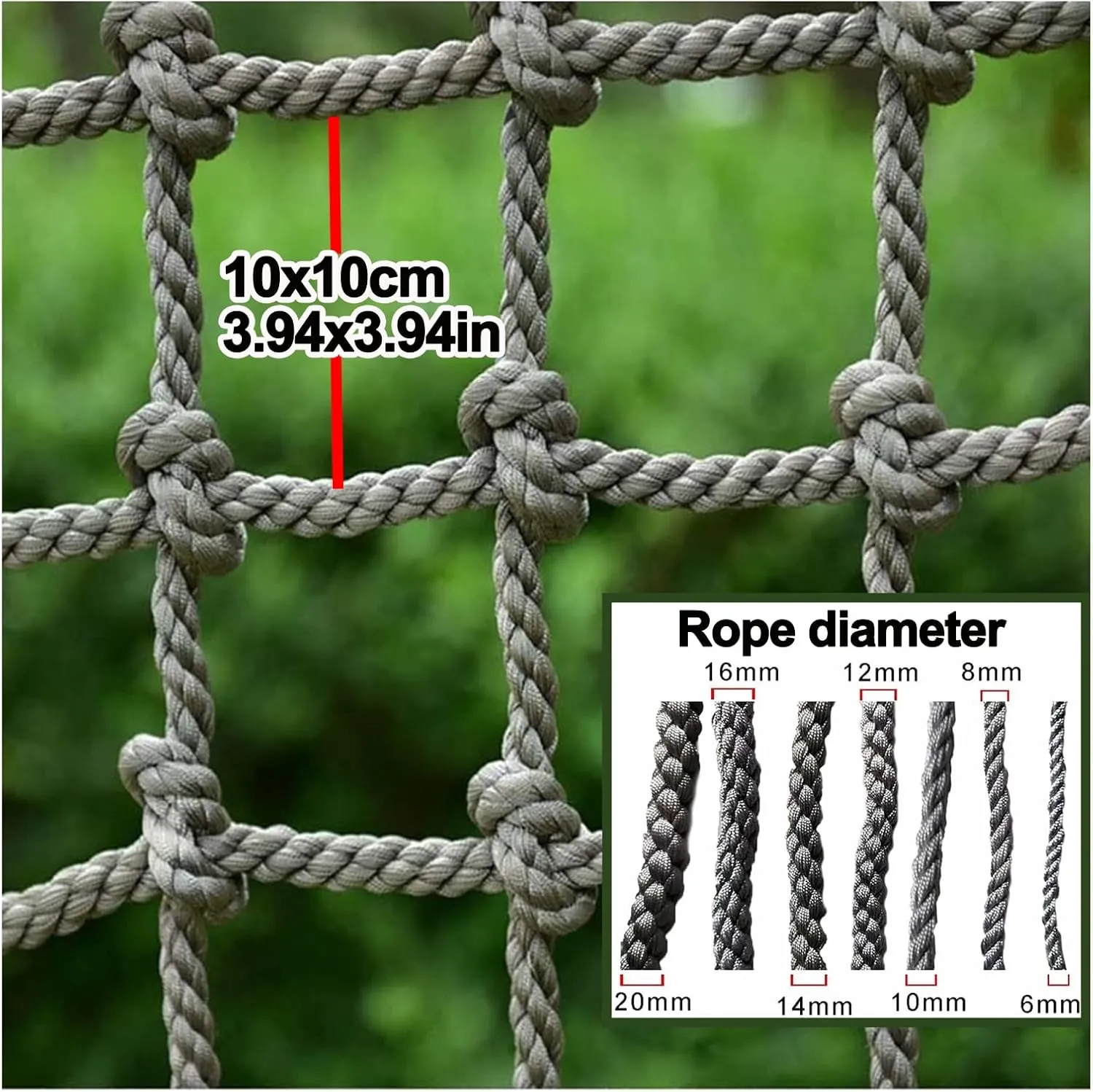 Playground Net Climbing Rope Ladder Outdoor Tree House Truck Trailer Net Fence Netting Safety Antifall Protection Netting for Stair Balcony Railing,16mm,3.3x4.9ft