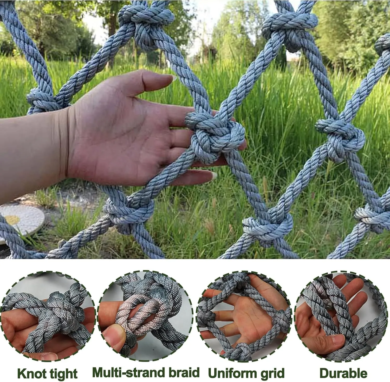 Playground Net Climbing Rope Ladder Outdoor Tree House Truck Trailer Net Fence Netting Safety Antifall Protection Netting for Stair Balcony Railing,16mm,3.3x4.9ft