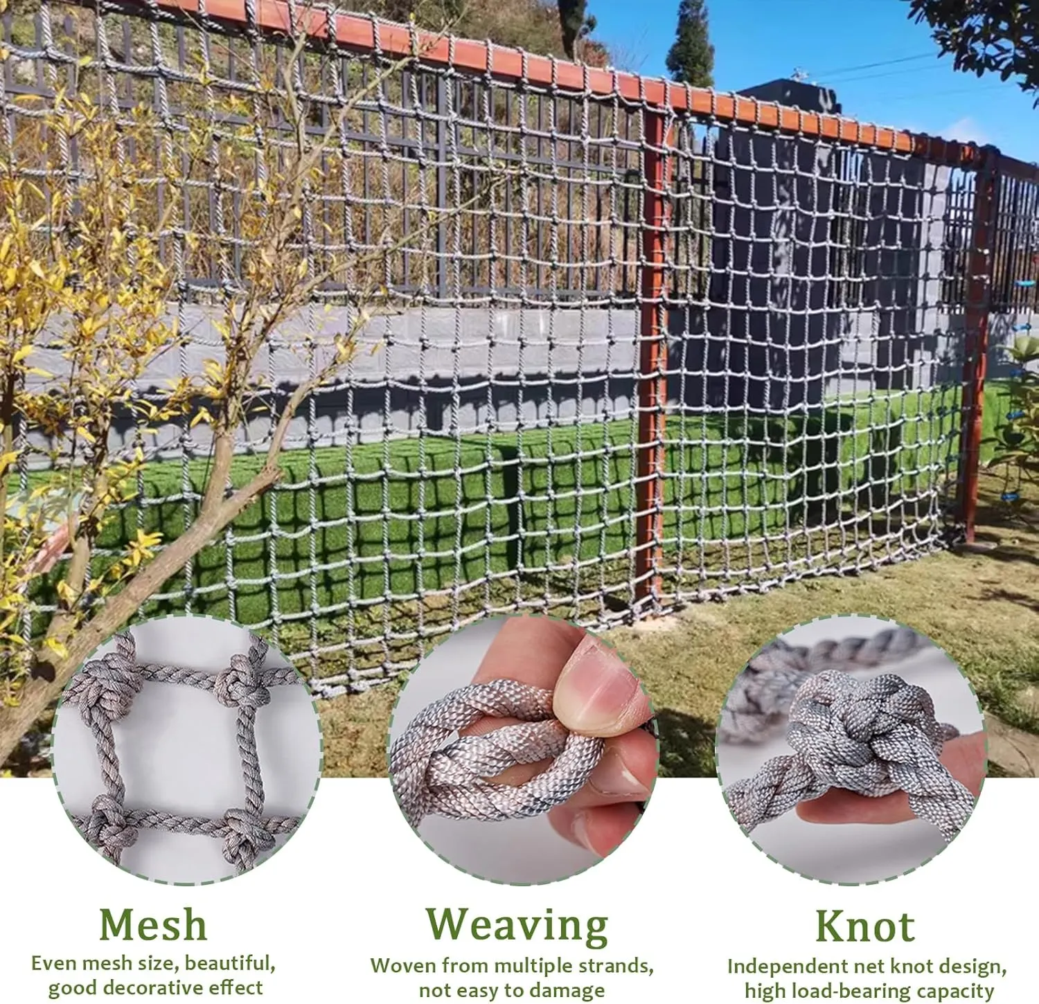 Playground Net for Kids Climbing,Climbing Cargo Net Rope,Indoor and Outdoor Safety Nets,for Obstacle Course Backyard Home Swing Training Equipment,3.3 * 6.6ft