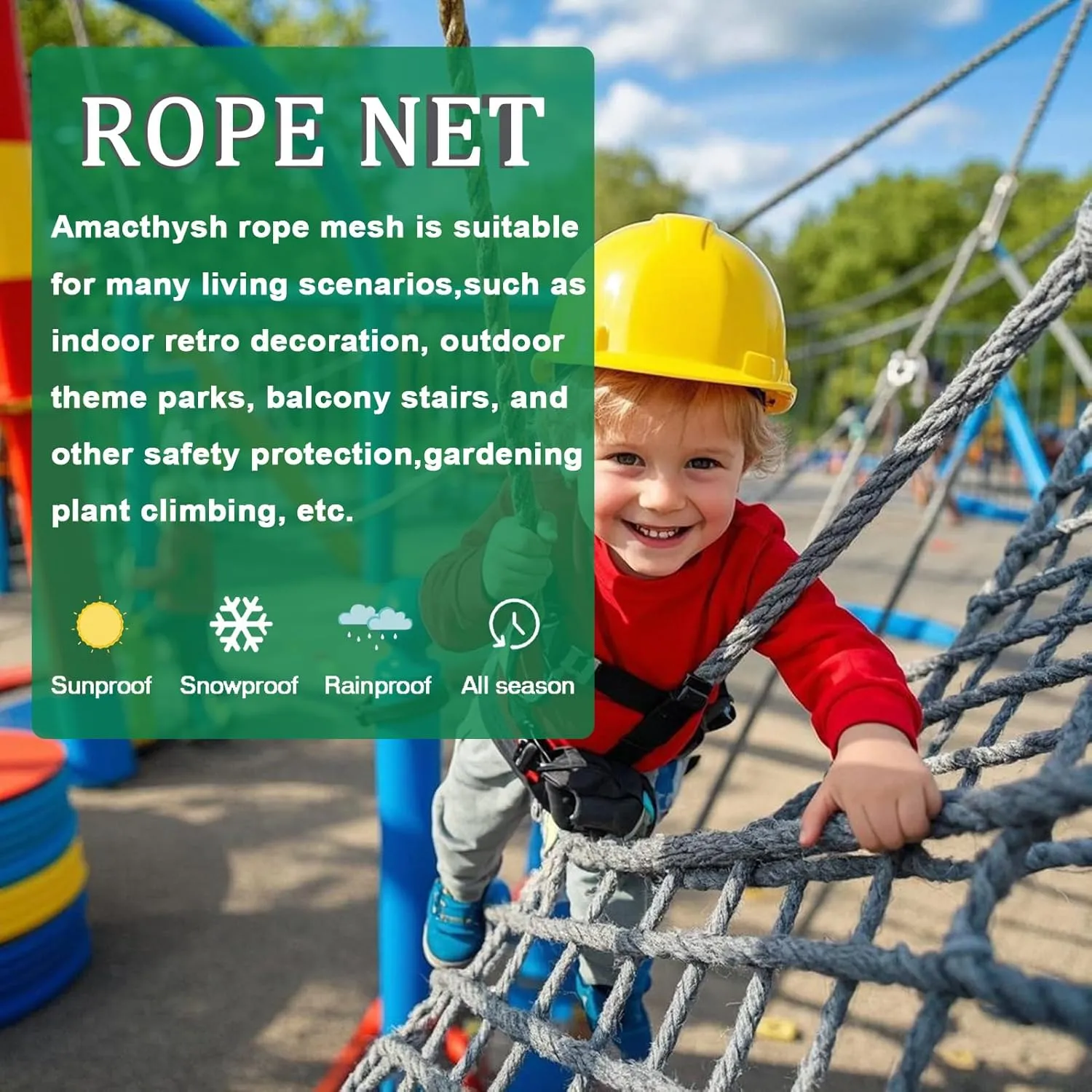 Playground Net for Kids Climbing,Climbing Cargo Net Rope,Indoor and Outdoor Safety Nets,for Obstacle Course Backyard Home Swing Training Equipment,3.3 * 6.6ft