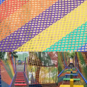 Playground Rope Net Kids Safety Net,Balcony/Stair Railing Guard,Toy & Sports Equipment Barrier Mesh Anti-Fall Rope Netting,Knotless Polyester Cargo Net(Size:3.2x13.1ft (1mx4m),Color:Multicolor)