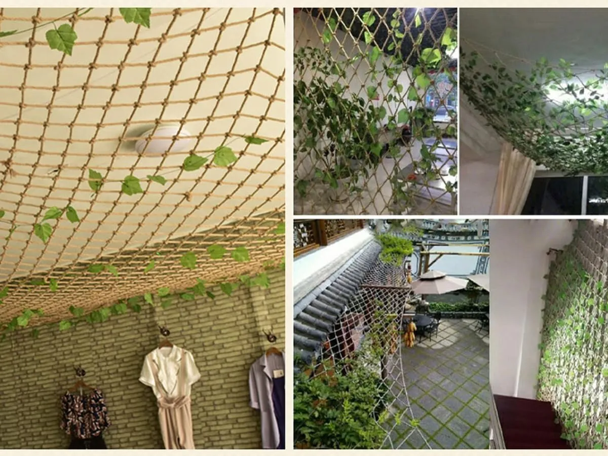 Playground Rope Net,8mm Thick Hemp Rope Net,Heavy Duty Cargo Net Diamond Grid ,Training Net for Kids Outdoor,Yard Frame Climbing Net, Treehouse Rope Ladder,Safety Rope Net for Kids(Size:1mx6m)