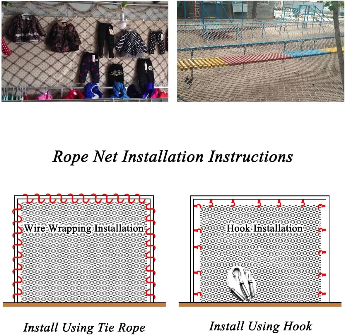 Playground Rope Net,8mm Thick Hemp Rope Net,Heavy Duty Cargo Net Diamond Grid ,Training Net for Kids Outdoor,Yard Frame Climbing Net, Treehouse Rope Ladder,Safety Rope Net for Kids(Size:1mx6m)