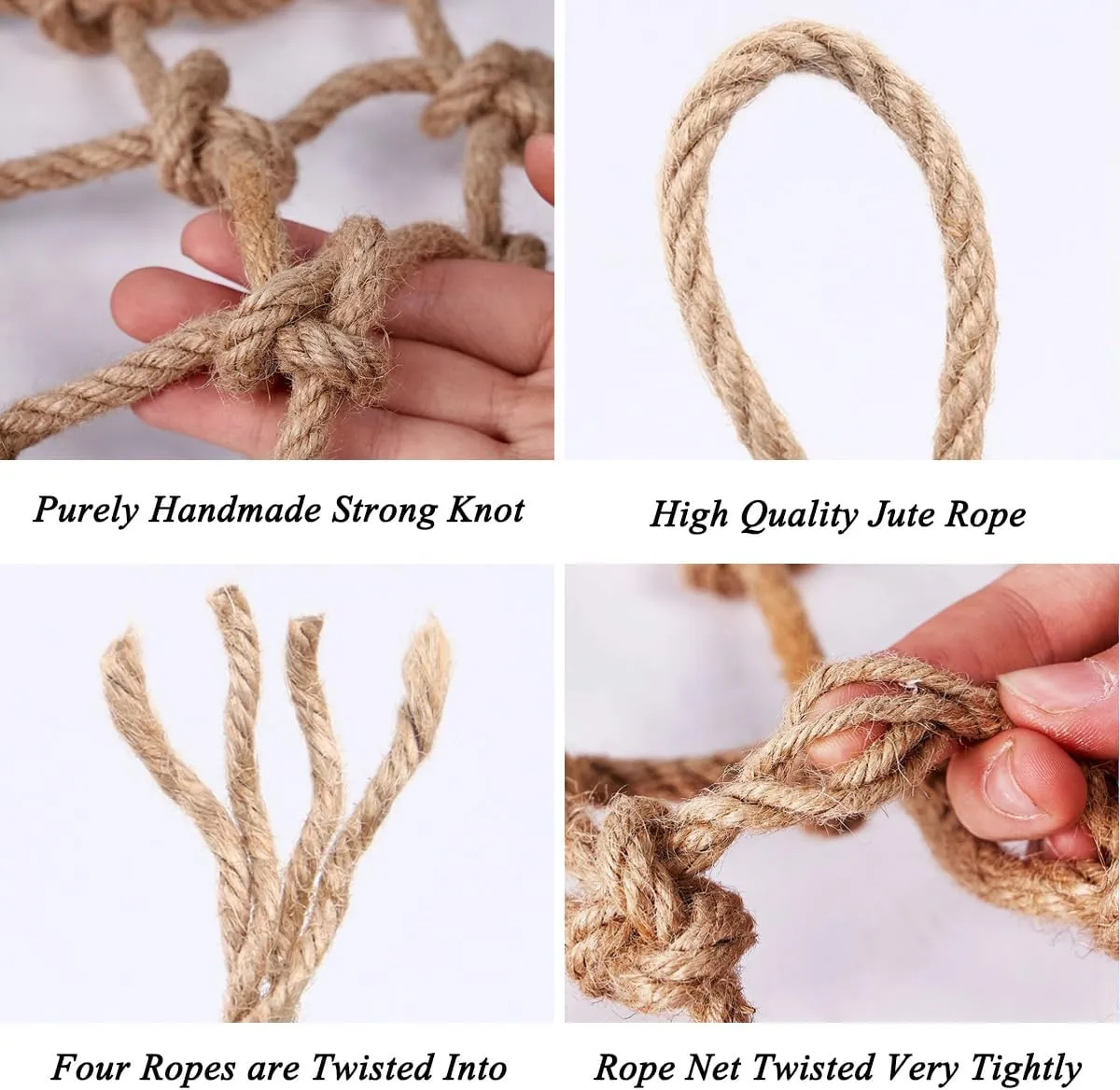 Playground Rope Net,8mm Thick Hemp Rope Net,Heavy Duty Cargo Net Diamond Grid ,Training Net for Kids Outdoor,Yard Frame Climbing Net, Treehouse Rope Ladder,Safety Rope Net for Kids(Size:1mx6m)