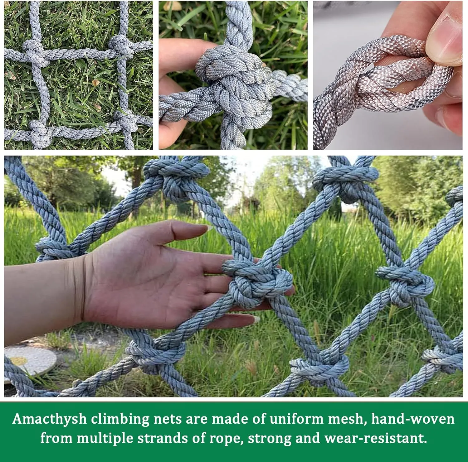 Playground Safety Net Climbing Net, Heavy Duty Climbing Cargo Net,Rope Ladder Frame Net, Balcony Protection Net,Tree House Climbing Accessories(Size:3.3 * 27.9ft)
