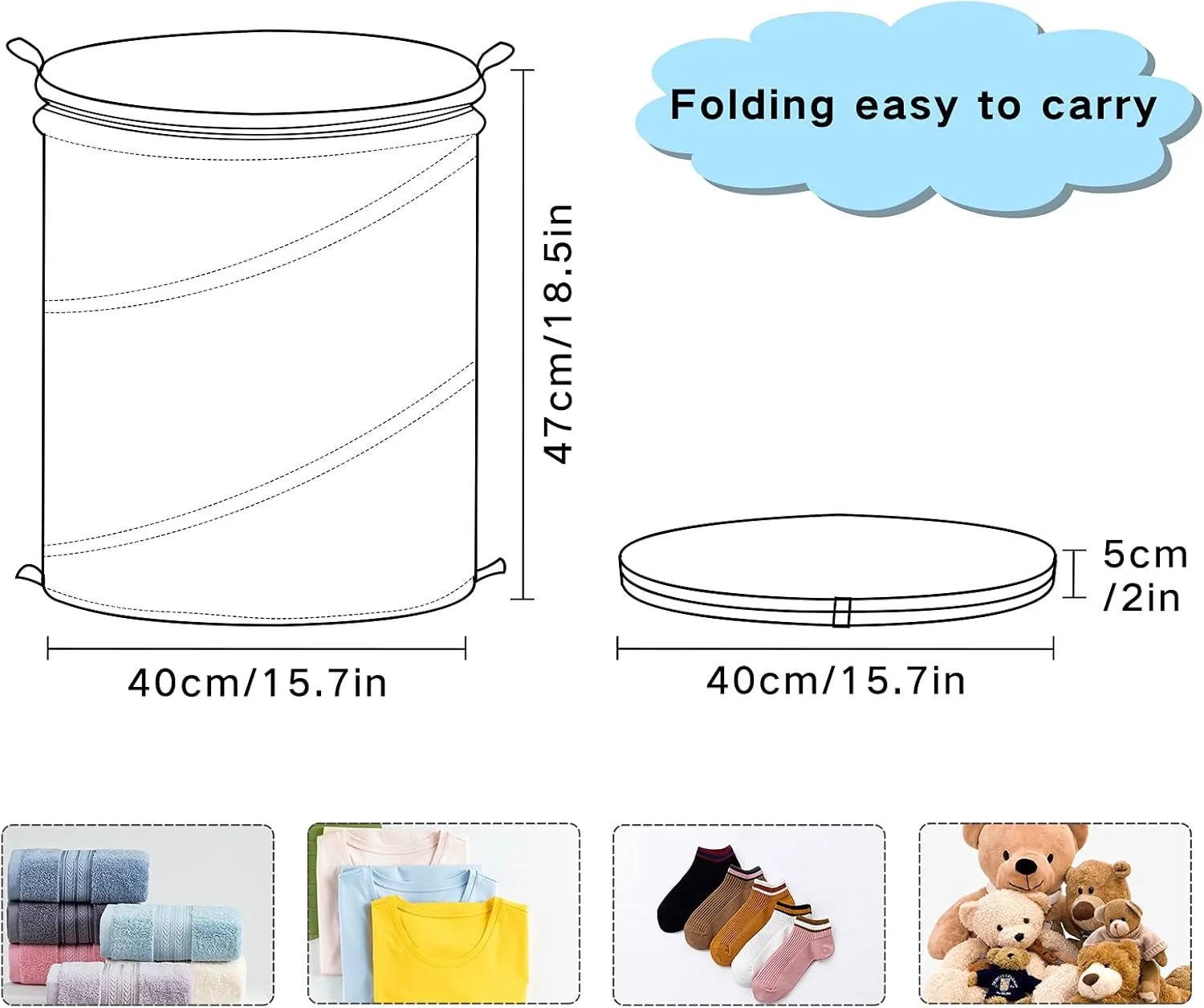 Poeticcity Golden Sun, Crescent Moon and Gold Stars Over Black Galaxy Sky Pop Up Laundry Hamper, Collapsible Dirty Clothes Basket with Zipper Lid, Storage Bag Washing Bin for Room College Dorm Travel