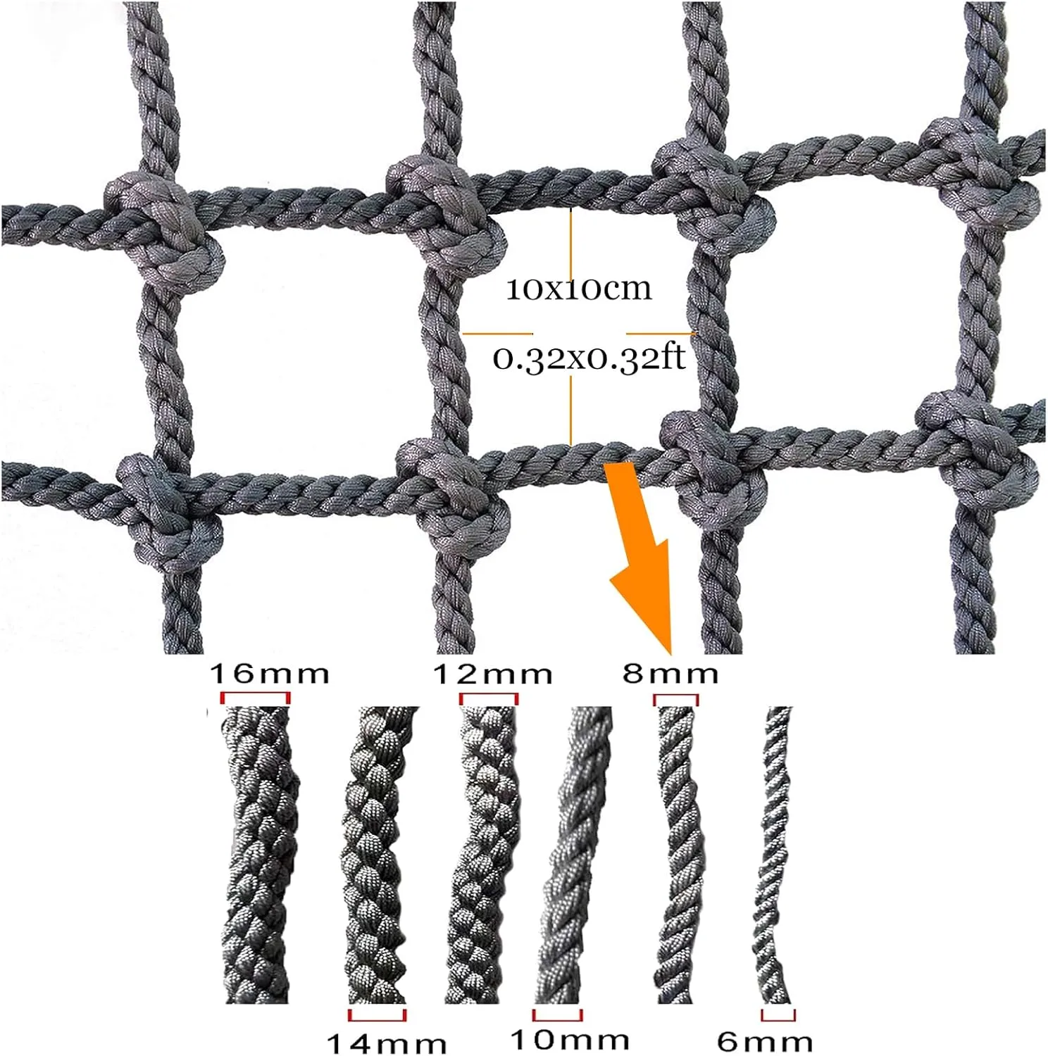 Polyester Playground Climbing Net, Climbing Cargo Rope Net, Safety Protection Net, Heavy Duty Climbing Net for Outdoor, Rope Ladder, Treehouse(Size:1Mx4M(3.3FTx13.1FT))