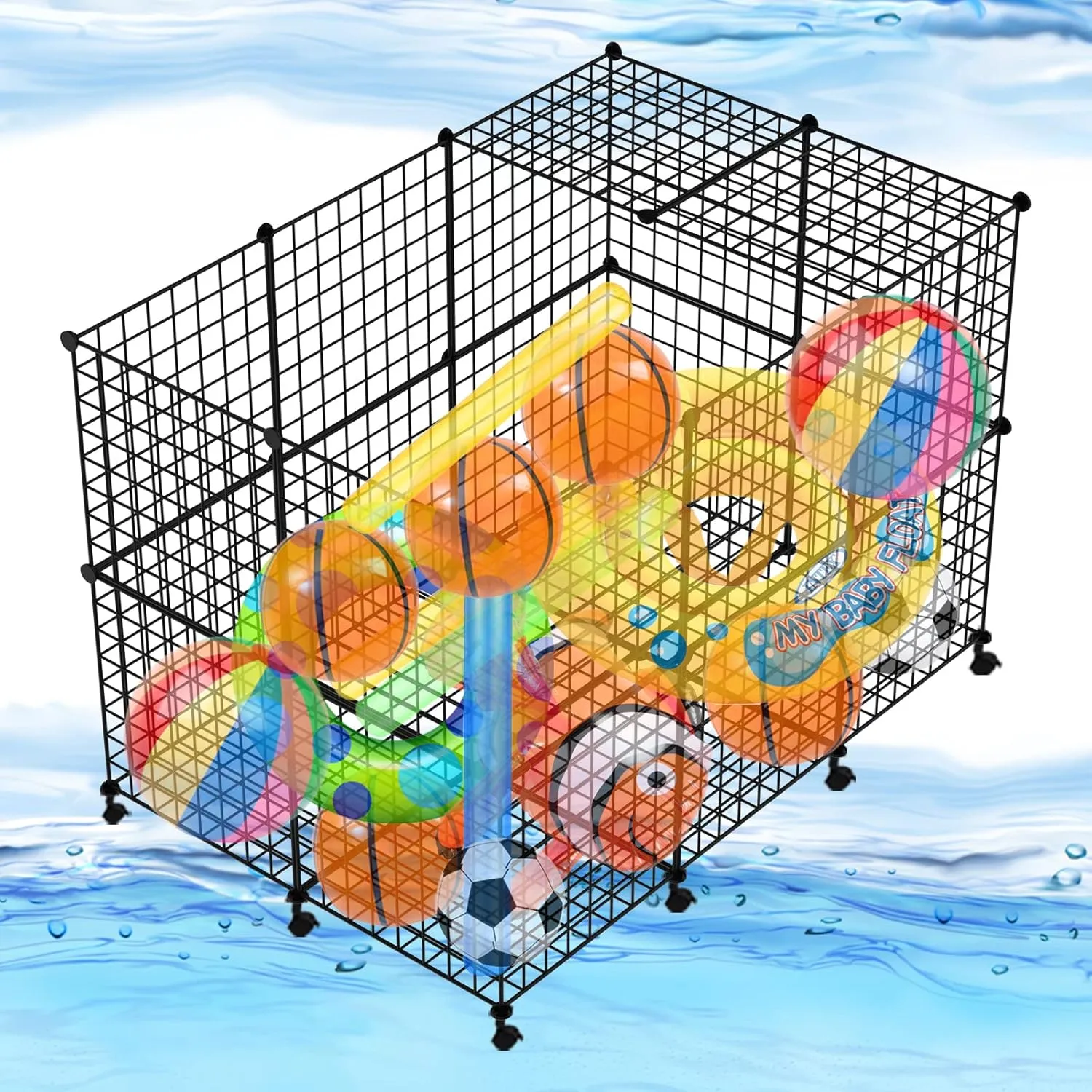 Pool Float Toy Storage Organizer, Various Combinations Pool Storage Holder Bin with Wheels for Beach Balls,Floats,Inflatable Noodles,Swim Toys