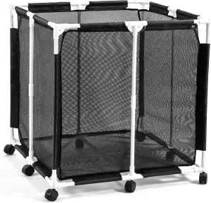 Pool Storage Bin, Outdoor Storage Organizer for Pool Float Toys, Noodles, Balls, Towels & More, Rolling Large Mesh Poolside Holder, 160-Gallon Heavy Duty, Locking Wheels