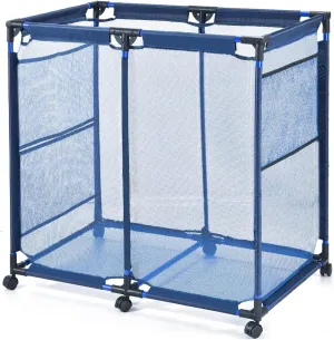 Pool Storage Bin, Pool and Ball Storage Organizer with Nylon Mesh Basket for Pool Floats, Large Capacity Swim Accessories Holder for Pool Balls, Noodles, Floats, Blue