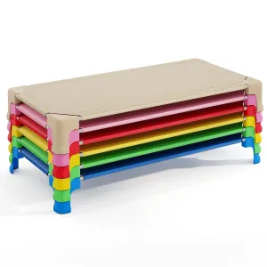 Portable 6 Pack Stackable Daycare Cots Sleeping Bed for Kids 53 Inch-Multicolor