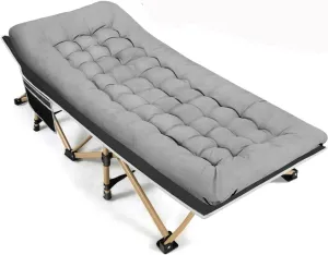 Portable Camping Cot Sleeping Cot for Adult 28" Extra Wide Heavy Duty Folding Cot with Thick Mattress