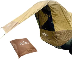 Portable Car Trunk SUV Brown Outdoor Car Tail Tent with Practical Screen Window, Windproof Rope, Blocks UV Rays and Rain, for Boating, Camping, Road Trips, Sporting Events, and Festivals