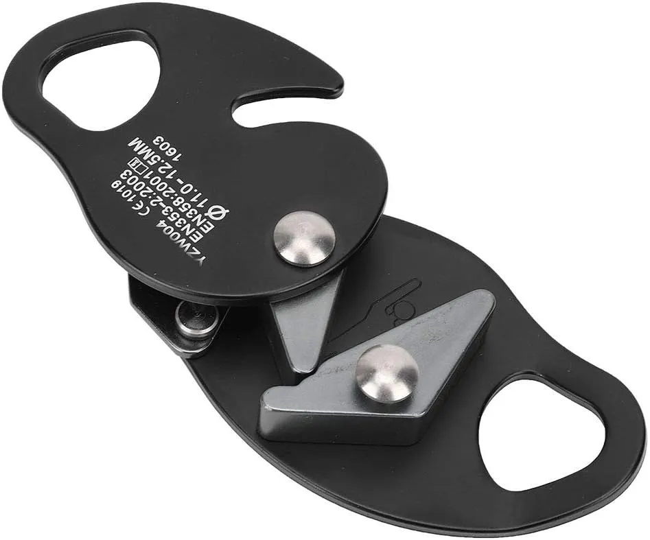 Portable Climbing Descender Clamp Strong Sturdy Rope Clamp for Mountaineering Rock Climbing Rappelling System Fall Equipment (Black)