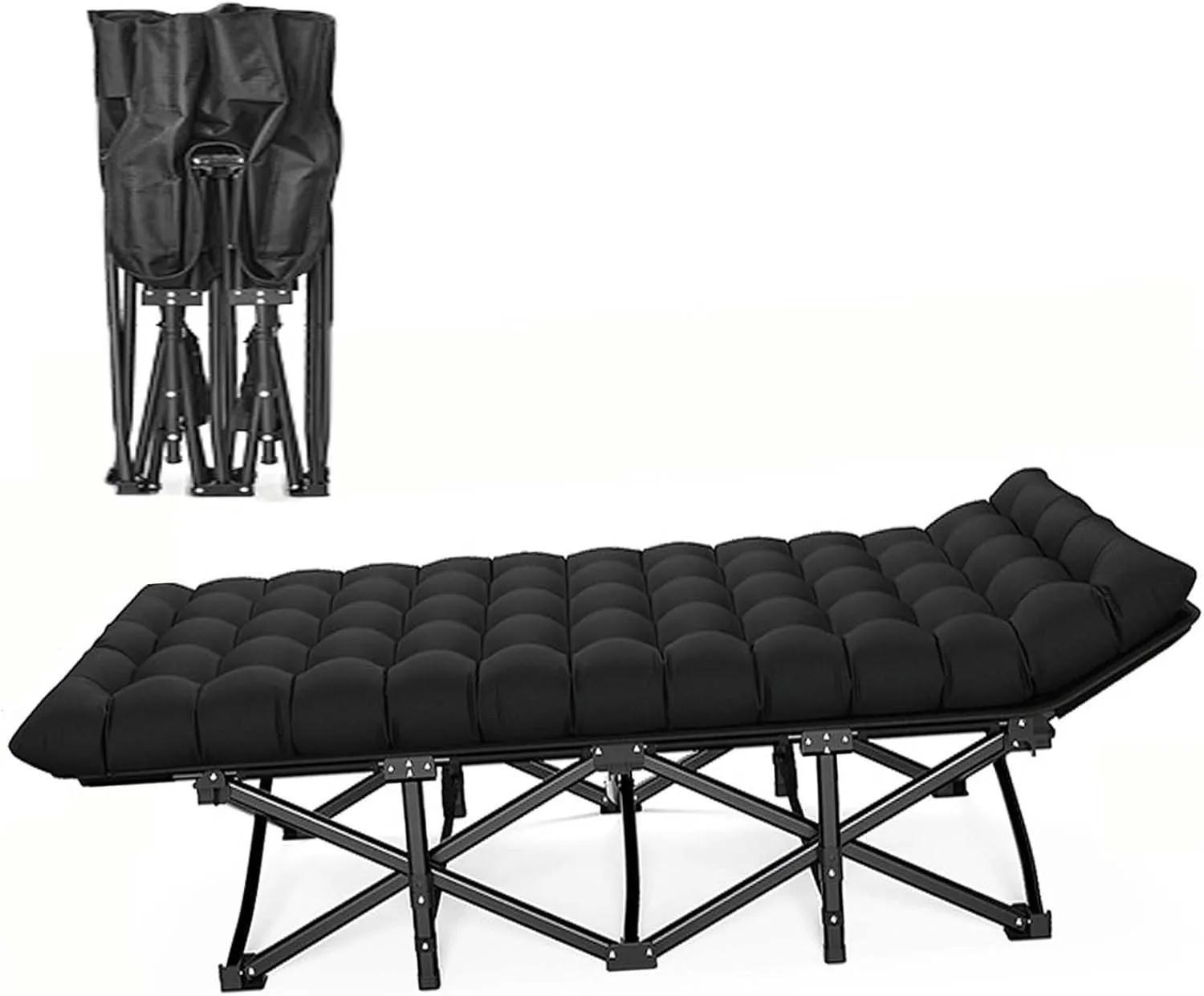 Portable Folding Adult Bed,Camping Cot Folding Camping Bed, Camp Beds for Adults with Cushion, Portable Travel Camping Cot for Outdoor Indoor, Heavy Duty Sleeping Cots, Tent Camp Cot wit