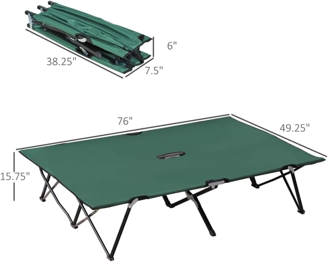Portable Folding Camping Cot - Heavy Duty 300 lbs Capacity, 600D PVC Oxford Fabric, Compact & Lightweight for Outdoor, Travel, Hiking - Green