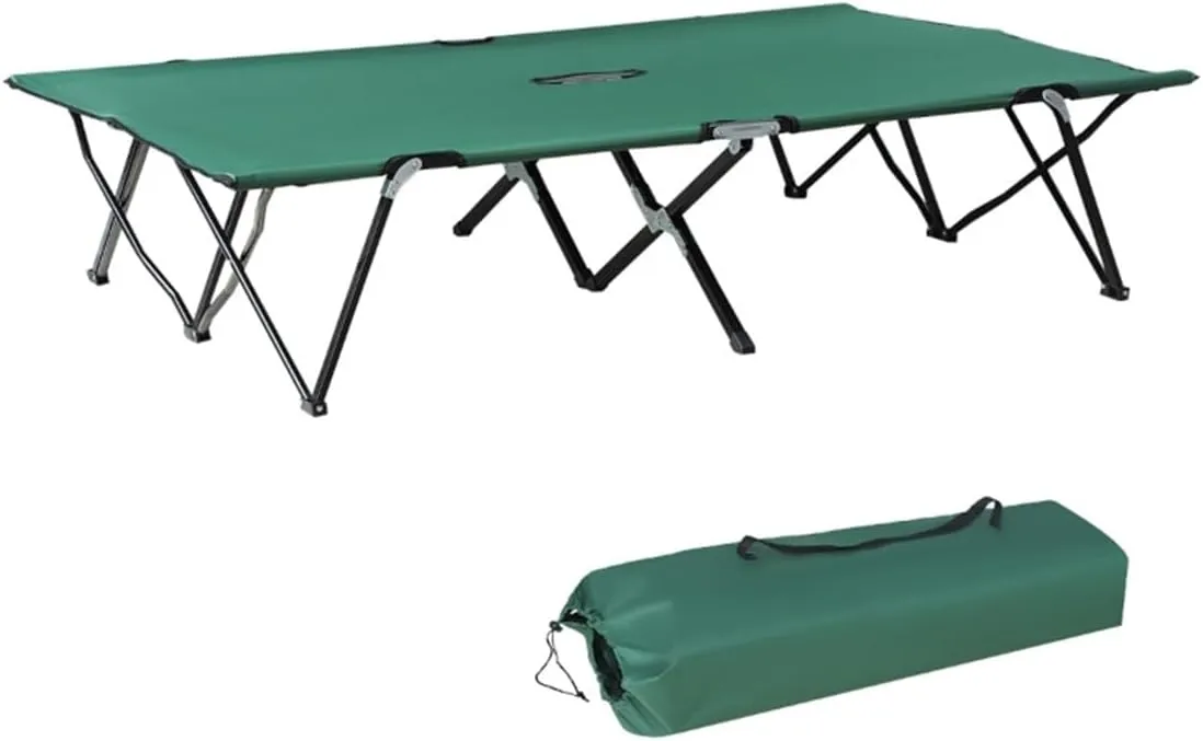 Portable Folding Camping Cot - Heavy Duty 300 lbs Capacity, 600D PVC Oxford Fabric, Compact & Lightweight for Outdoor, Travel, Hiking - Green