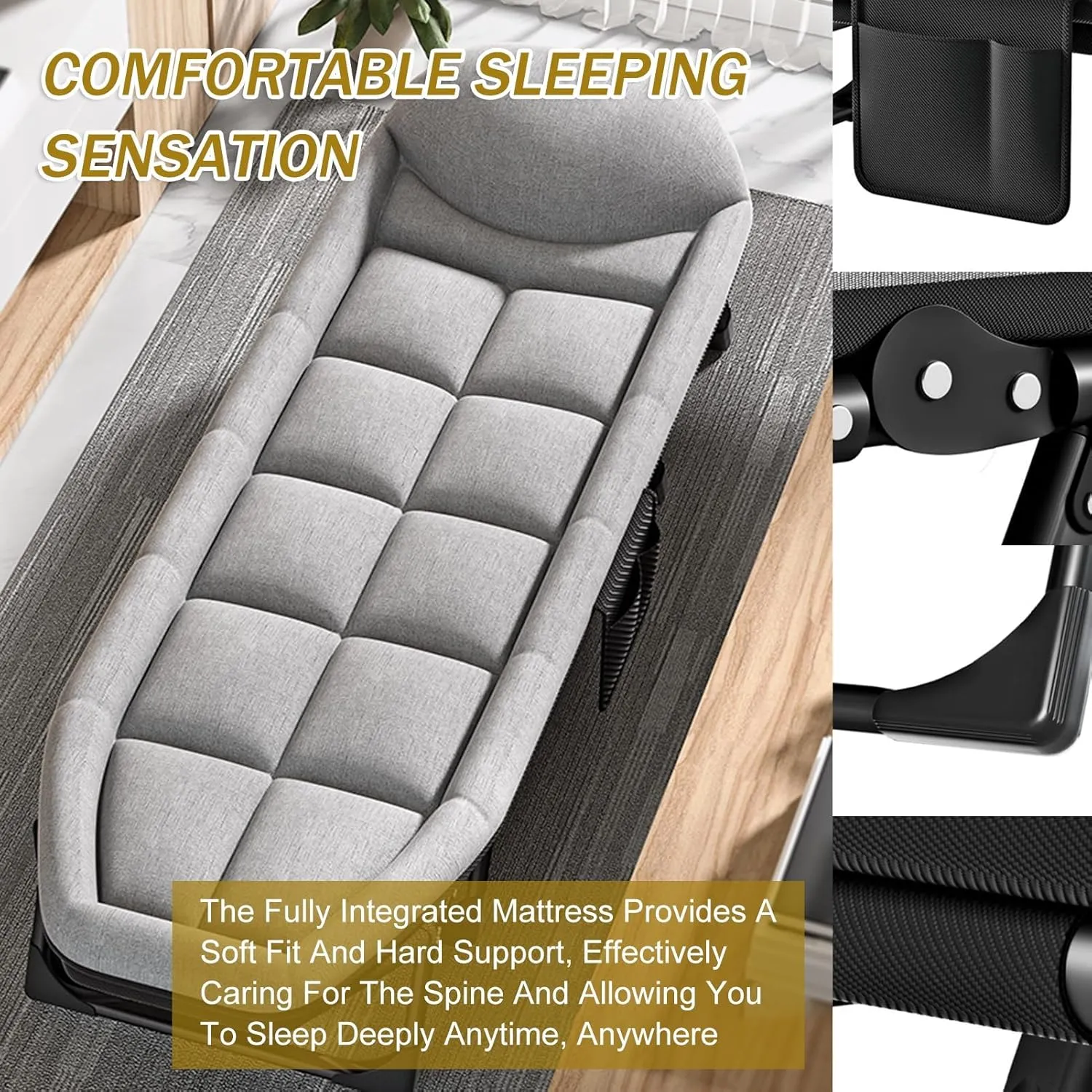 Portable Folding Camping Cot,Tent Cot, Heavy Duty Outdoor Bed,with Cushion and Pillow,for Sleeping Recreation