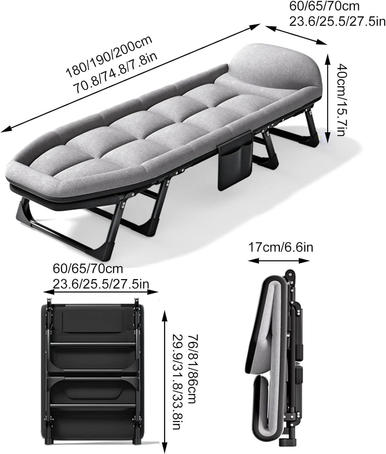Portable Folding Camping Cot,Tent Cot, Heavy Duty Outdoor Bed,with Cushion and Pillow,for Sleeping Recreation