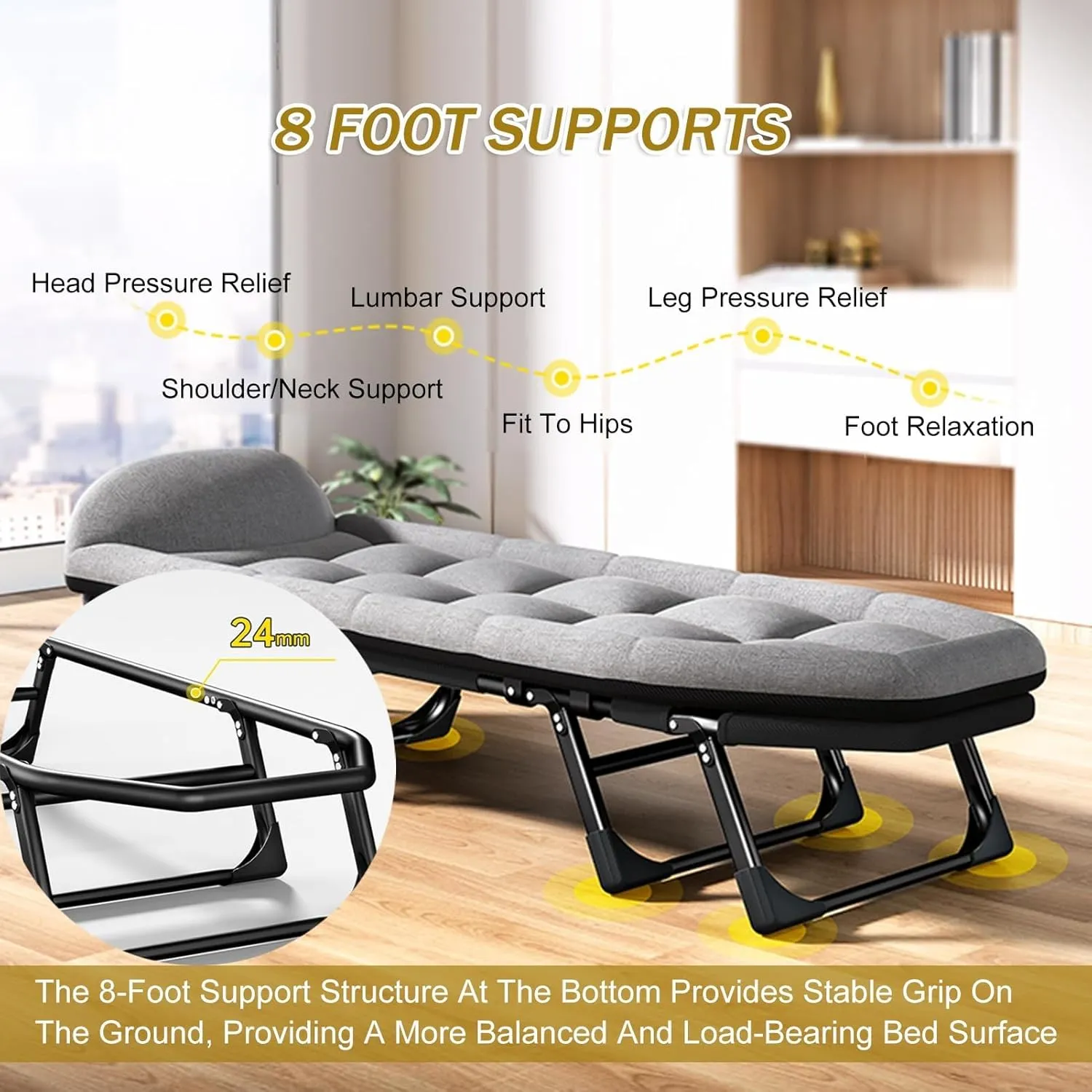 Portable Folding Camping Cot,Tent Folding Cot, Heavy Duty Outdoor Bed,with Cushion and Pillow,for Sleeping and Outdoor Recreation,180x60cm