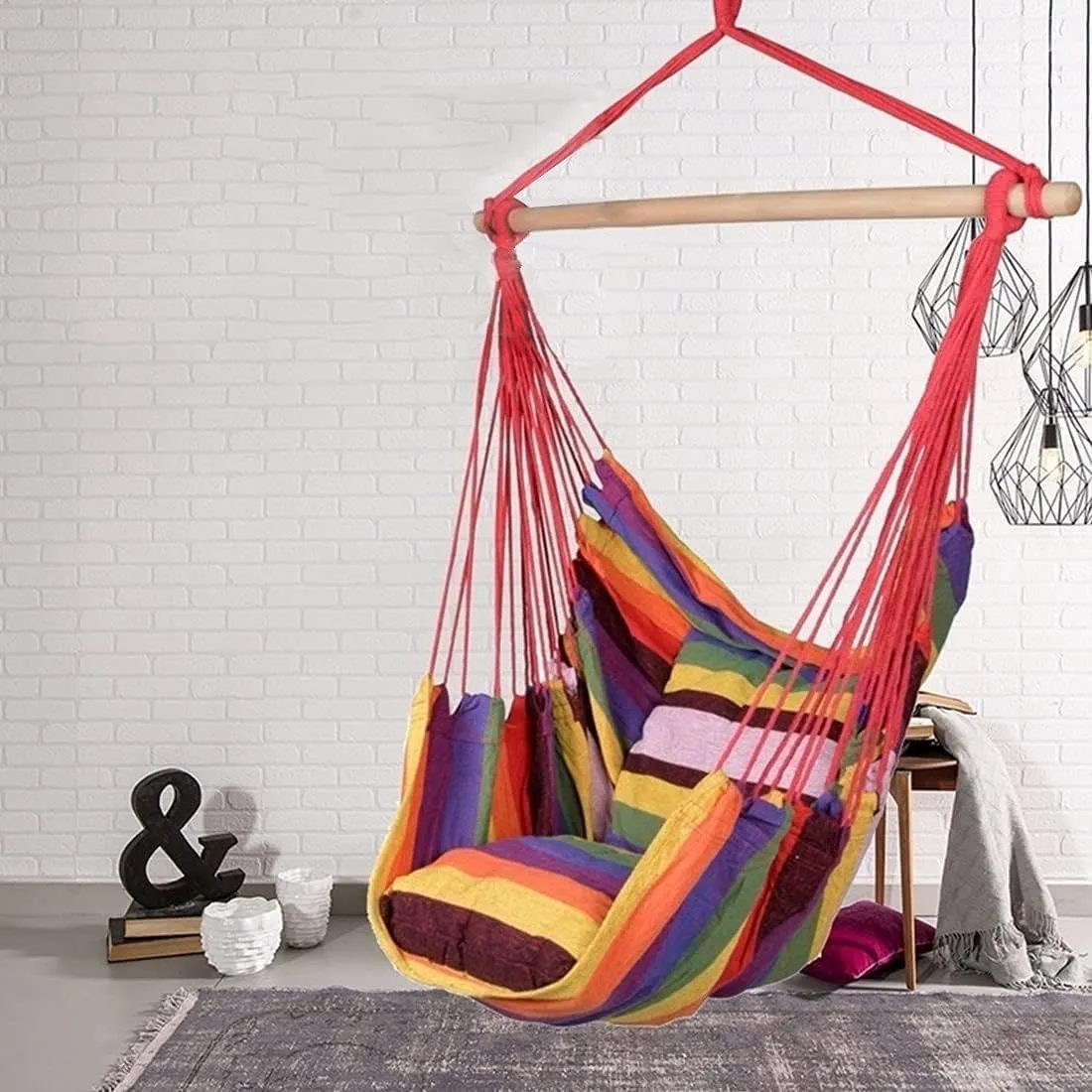 Portable Hammocks Outdoor Hammock Thicken Chair Hanging Portable Relaxation Canvas Swing Travel Camping Lazy Chair Hammock for Outdoor(Gray B)