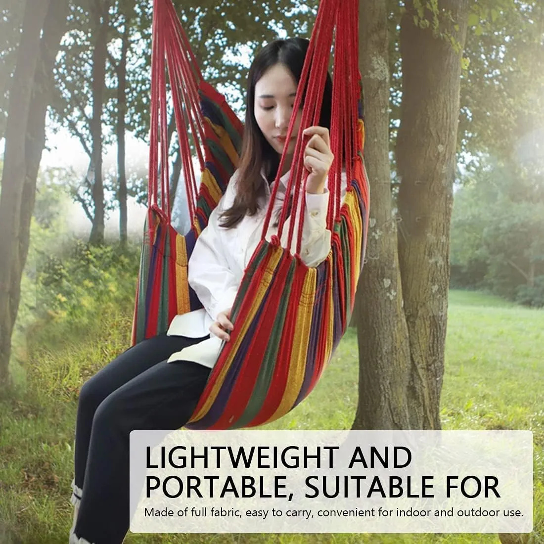 Portable Hammocks Outdoor Hammock Thicken Chair Hanging Portable Relaxation Canvas Swing Travel Camping Lazy Chair Hammock for Outdoor(Gray B)