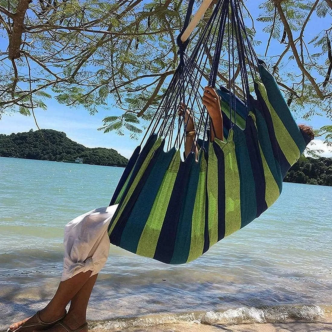 Portable Hammocks Outdoor Hammock Thicken Chair Hanging Portable Relaxation Canvas Swing Travel Camping Lazy Chair Hammock for Outdoor(Gray B)