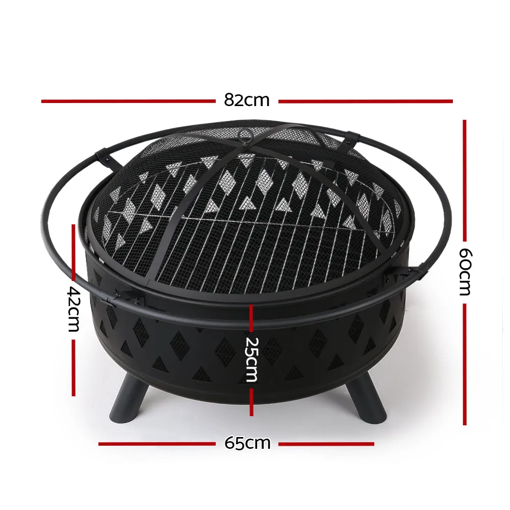 Portable Outdoor Fire Pit and BBQ - 81cm Diameter