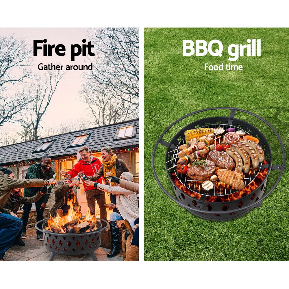 Portable Outdoor Fire Pit and BBQ - 81cm Diameter